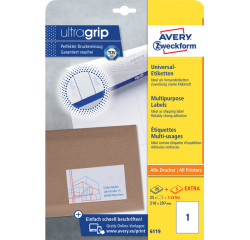 Etiket Avery Zweckform 6119 210x297mm A4 wit 25stuks