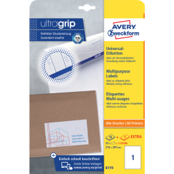 Etiket Avery Zweckform 6119 210x297mm A4 wit 25stuks