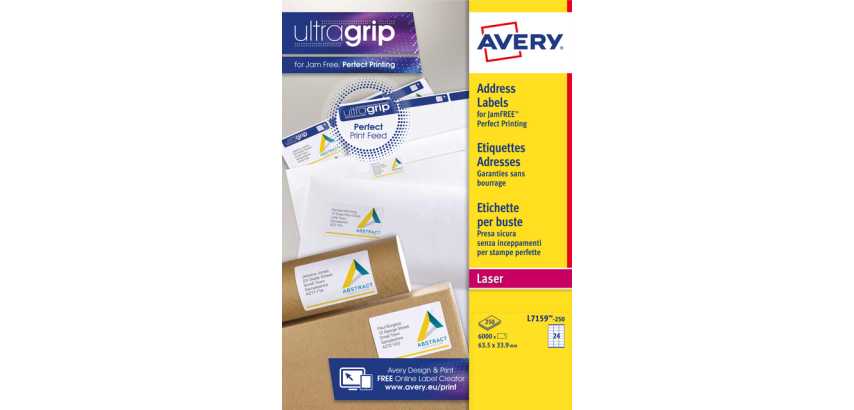 Etiquette Avery L7159-250 63,5x33,9mm blanc 6000 pièces