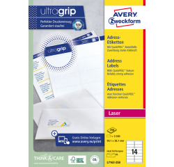 Etiket Avery L7163-250 99.1x38.1mm wit 3500 etiketten