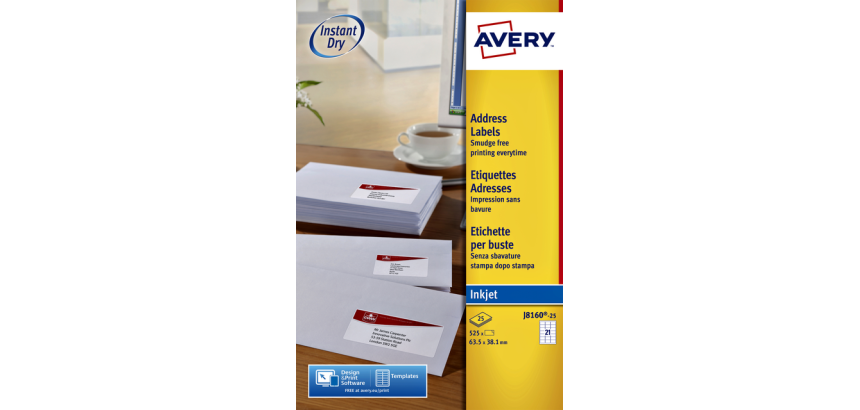 Avery Label J8160-10 63.5x38.1mm white 210 pieces