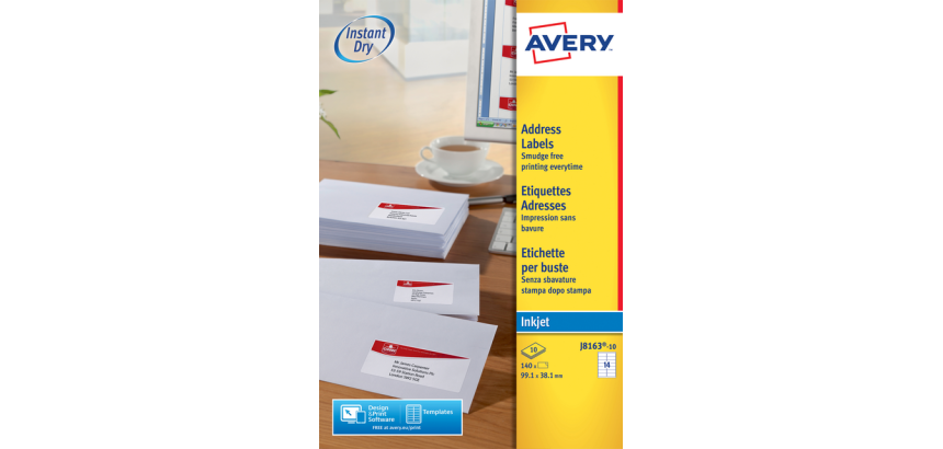 Avery Label J8163-10 99.1x38.1mm white 140 pieces