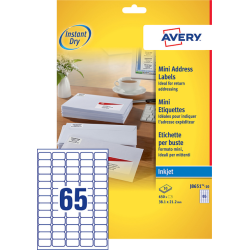 Etiket Avery J8651-10 38.1x21.2mm wit 650stuks