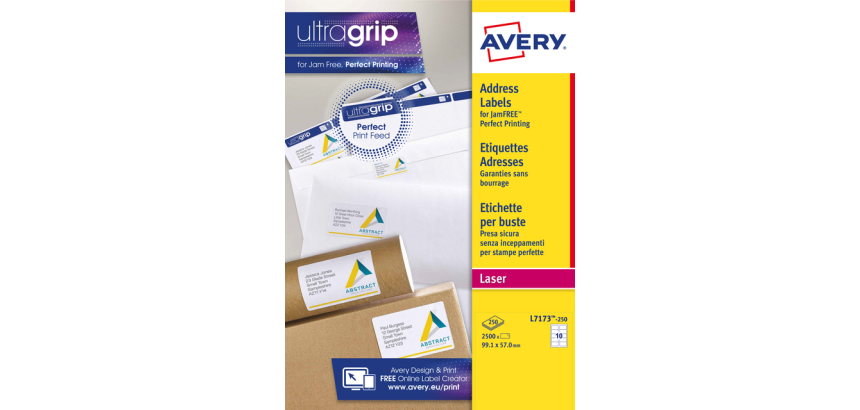 Etiket Avery L7173-250 99.1x57mm wit 2500 stuks