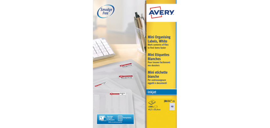 Etiket Avery J8654-25 45.7x25.4mm wit 1000 stuks