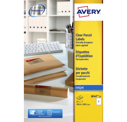 Etiket Avery J8567-25 210x297mm A4 transparant 25 etiketten