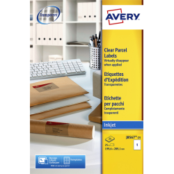 Etiquette Avery J8567-25 210x297mm A4 transparent 25 pièces