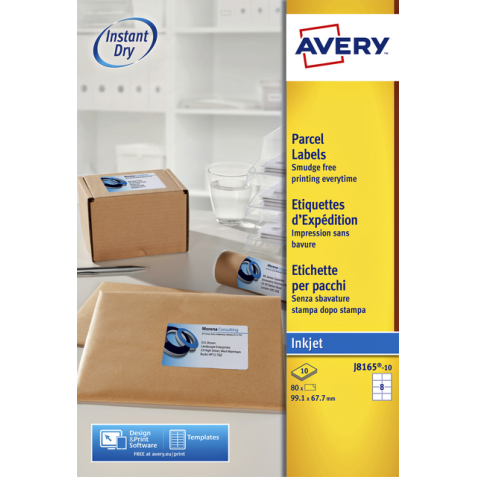 Etiquette Avery J8165-10 99,1x67,7mm blanc 80 pièces