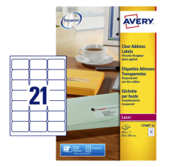 Etiket Avery L7560-25 63.5x38.1mm transparant 525 etiketten