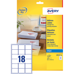 Etiket Avery J8161-10 63.5x46.6mm wit 180stuks