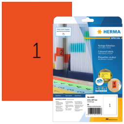 Etiquette HERMA 4422 210x297mm A4 rouge 20 pièces