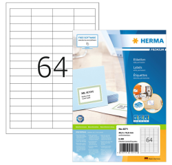 Etiquette HERMA Premium 4271 48,3x16,9mm blanc 6400 pièces