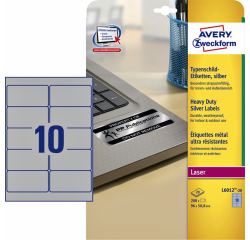 Etiket Avery Zweckform L6012-20 96x50.8mm zilver 200stuks