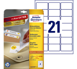 Etiquette Avery L6023REV-25 63,5x38,1mm amovible blanc 525 pcs