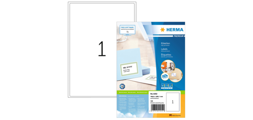 HERMA Premium Label 4252 199.6x289.1mm white 100 pieces
