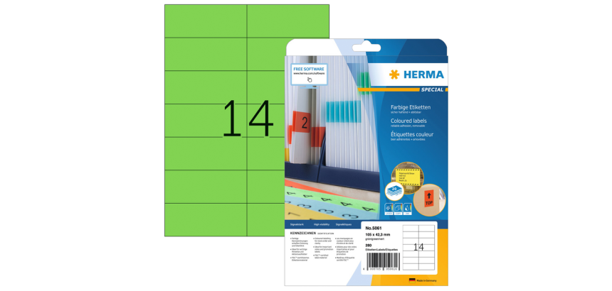 HERMA Label 5061 105x42.3mm green 280 pieces