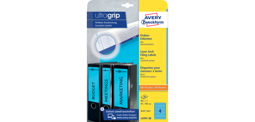 Avery Rückenetikett Groß 61x192mm selbstklebend Blau
