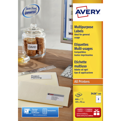 Etiket Avery L4745REV-25 96x63.5mm afneembaar wit 200stuks