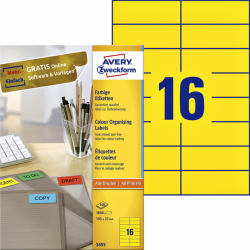 Etiquette Avery Zweckform 3455 105x37mm jaune 1600 pièces