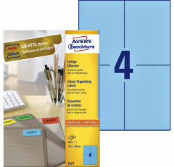 Etiket Avery Zweckform 3457 105x148mm A6 blauw 400stuks