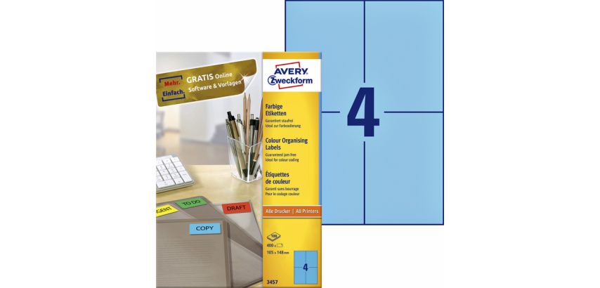 Avery Label 3457 105x148mm A6 Blue 400 pieces