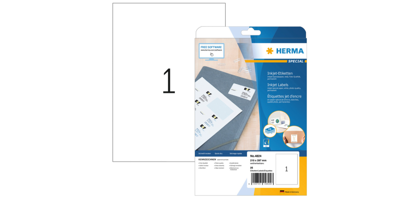 HERMA Label 4824 210x297mm white 25 pieces