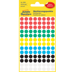 Etiket Avery Zweckform 3090 rond 8mm assorti 416 etiketten