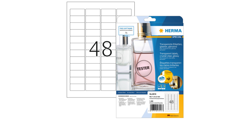 HERMA 8016 Label 45.7x21.2mm transparent 1200 pieces