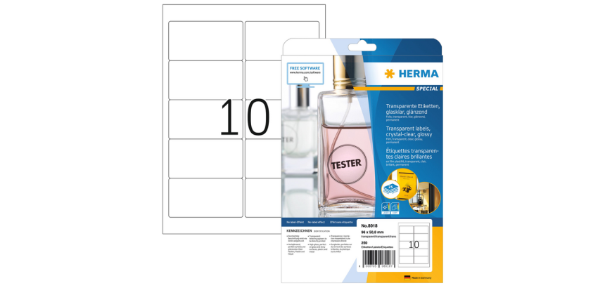 Etiquette HERMA 8018 96x50,8mm transparent 250 pièces