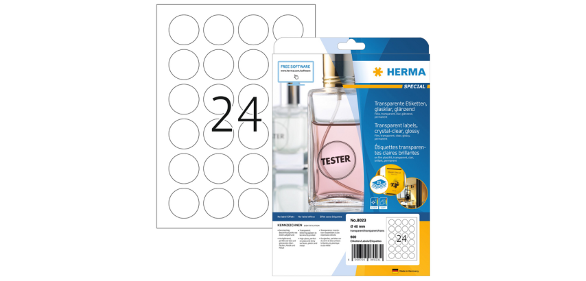 Etiquette HERMA 8023 ronde 40mm transparent 600 pièces