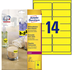 Etiket Avery L7263Y-100 99.1x38.1mm neon geel 1400 etiketten