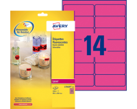 Etiquette Avery L7363P-25 99,1x38,1mm rose néon 340 pièces