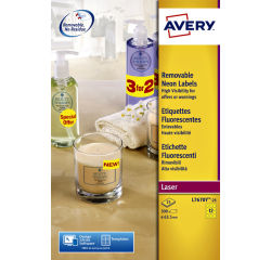Etiket Avery L7670-25 63.5mm rond neon geel 300 etiketten