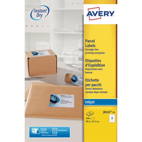 Etiket Avery J8165-25 99.1x67.7mm wit 200stuks