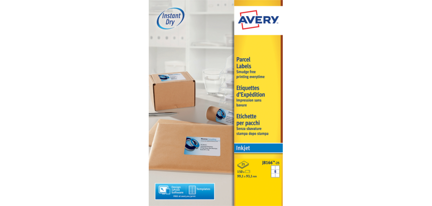 Box of 150 address labels Inkjet 99.1 x 93.1 mm White J8166-25