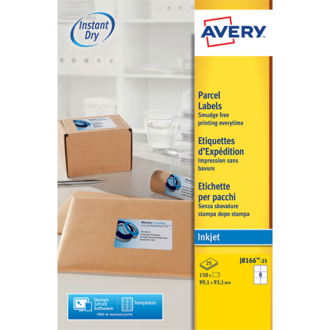 Etiket Avery J8166-25 99.1x93.1mm wit 150stuks