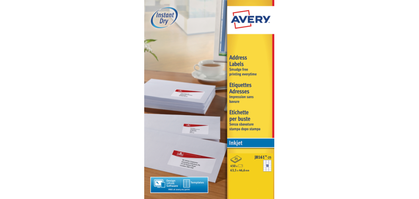 Etiquette Avery J8161-25 63,5x46,6mm blanc 450 pièces
