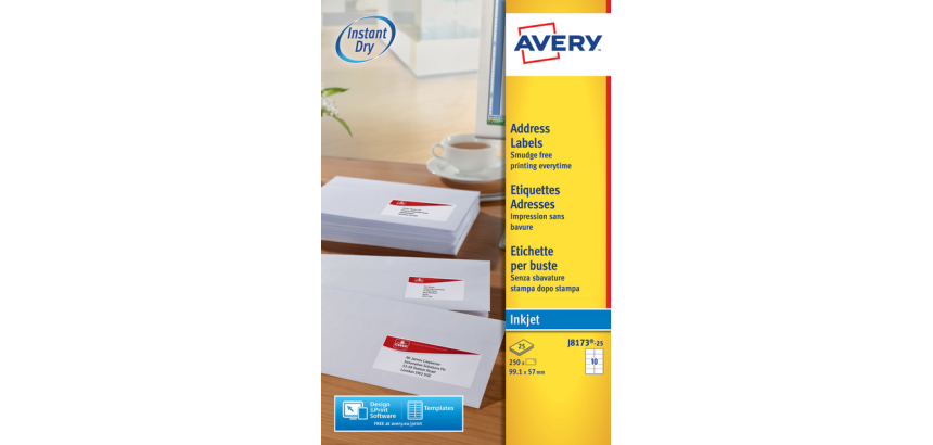 Etiket Avery J8173-25 99.1x57mm wit 250 stuks