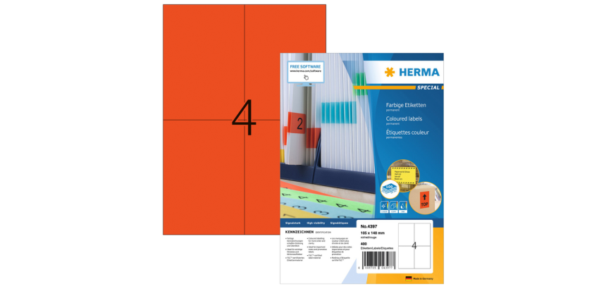 HERMA Etikett 4397 105x148mm A6 rot 400 Stück