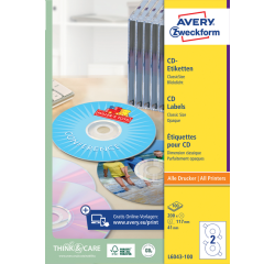 Etiquette CD Avery Zweckform L6043-100 blanc 200 pièces