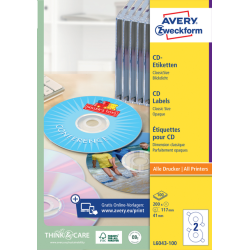 Etiket Avery Zweckform L6043-100 CD wit 200stuks