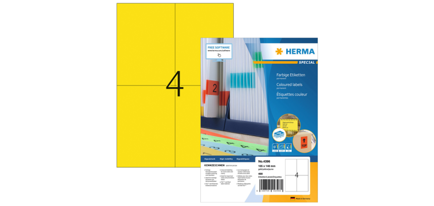 HERMA Label 4396 105x148mm A6 yellow 400 pieces