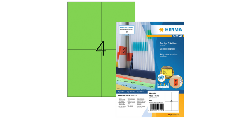 Etiket HERMA 4399 105x148mm A6 groen 400 stuks
