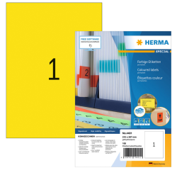 Etiket HERMA 4401 210x297mm A4 geel 100stuks