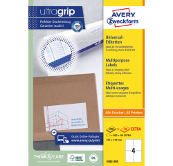Etiket Avery Zweckform 3483-200 105x148mm A6 wit 800stuks