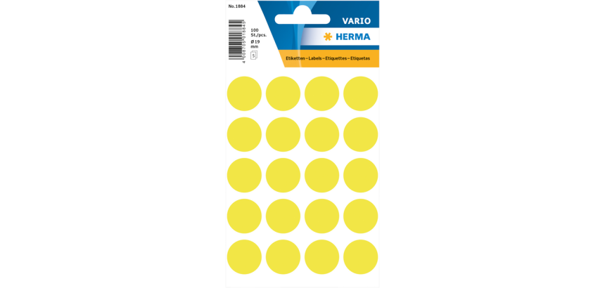 Etiket HERMA 1884 rond 19mm fluor geel 100 stuks