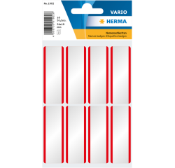 Etiquette badge HERMA 1902 54x19mm blanc/rouge 16 pièces