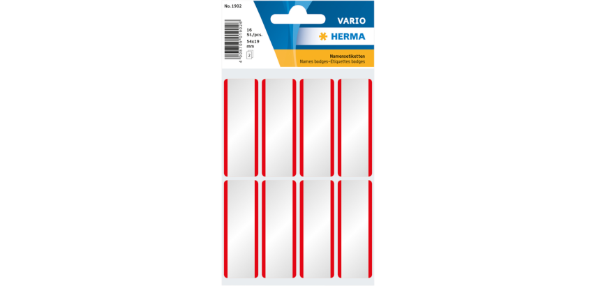 Etiquette badge HERMA 1902 54x19mm blanc/rouge 16 pièces
