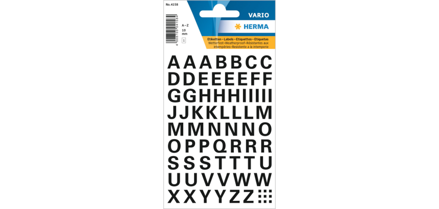 Etiquette HERMA 4158 lettres A-Z noir 10mm