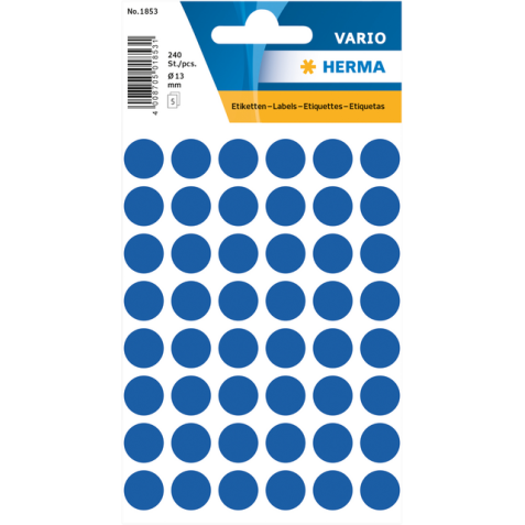 Etiket HERMA 1853 rond 13mm donkerblauw 240 etiketten